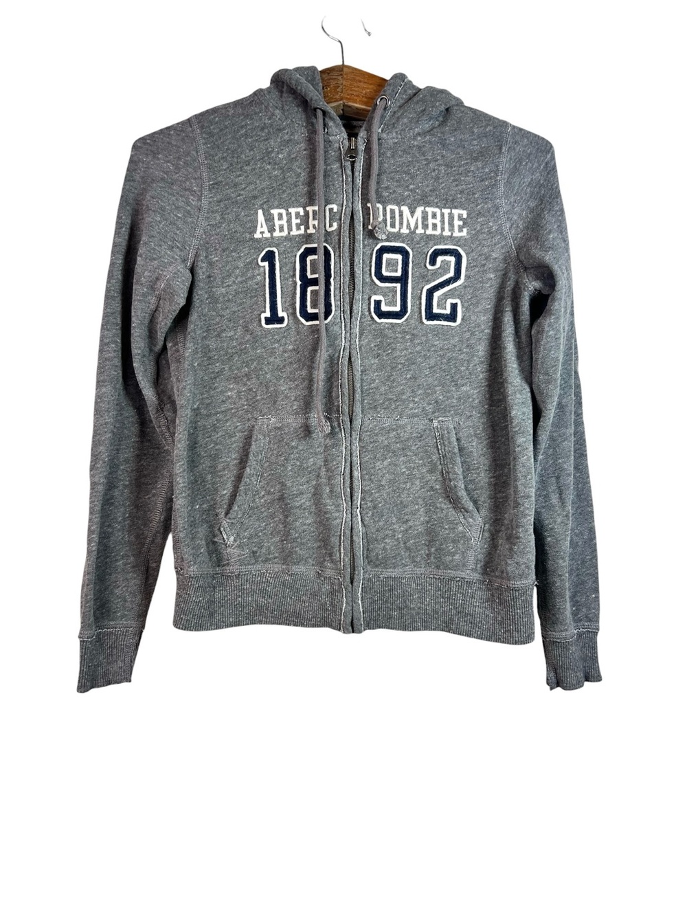 Abercrombie & Fitch Women’s Gray Zip Up Hoodie Sweater Size S Logo Applique Y2K